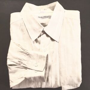 Salvatore Ferragamo Cream Men's Dress Shirt 17-34"